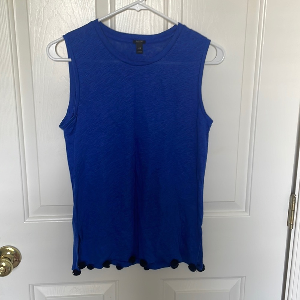 J.crew blue linen tank top